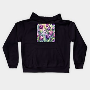 Purple Tulip Flowers Kids Hoodie